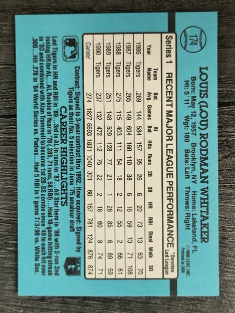 1991 Donruss #174 Lou Whitaker