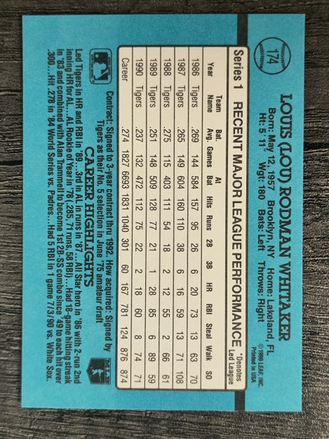 1991 Donruss #174 Lou Whitaker