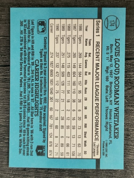 1991 Donruss #174 Lou Whitaker