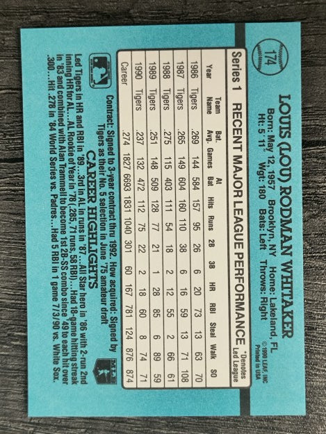1991 Donruss #174 Lou Whitaker