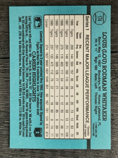 1991 Donruss #174 Lou Whitaker
