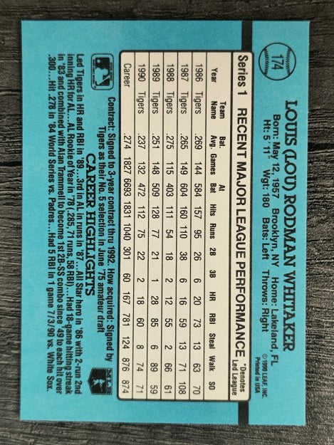 1991 Donruss #174 Lou Whitaker