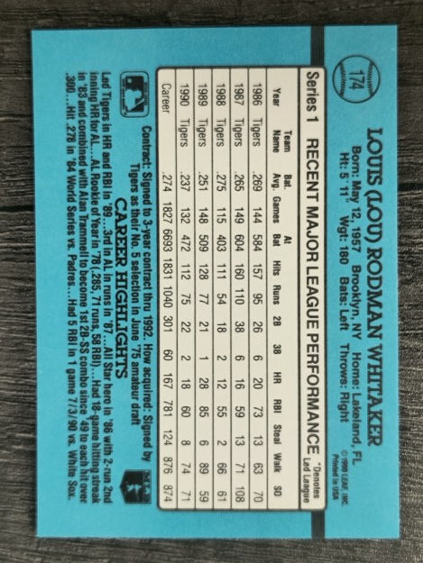 1991 Donruss #174 Lou Whitaker