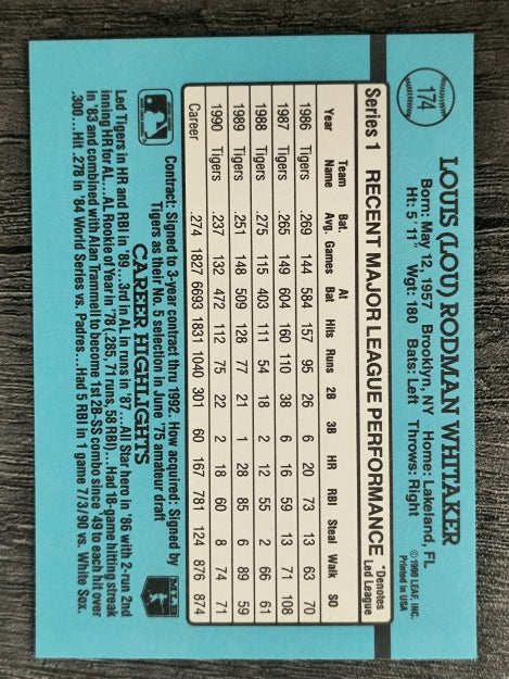 1991 Donruss #174 Lou Whitaker