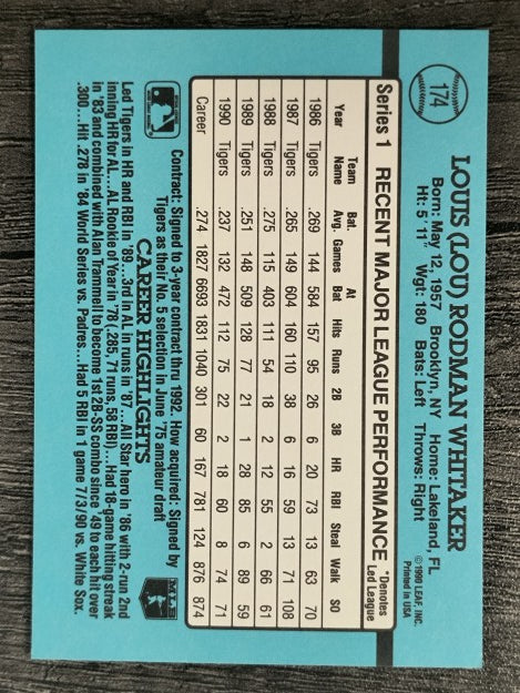 1991 Donruss #174 Lou Whitaker