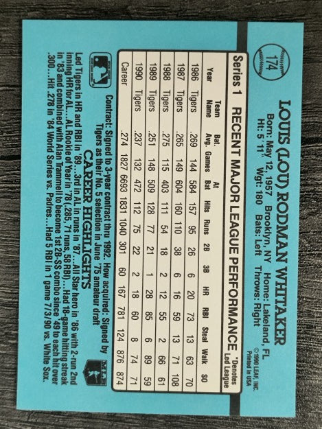 1991 Donruss #174 Lou Whitaker