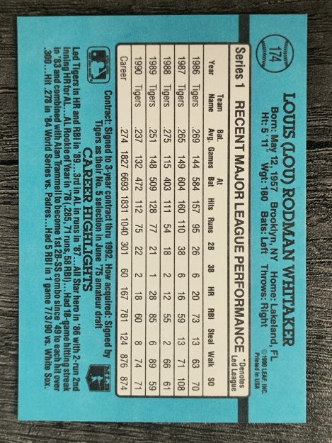 1991 Donruss #174 Lou Whitaker