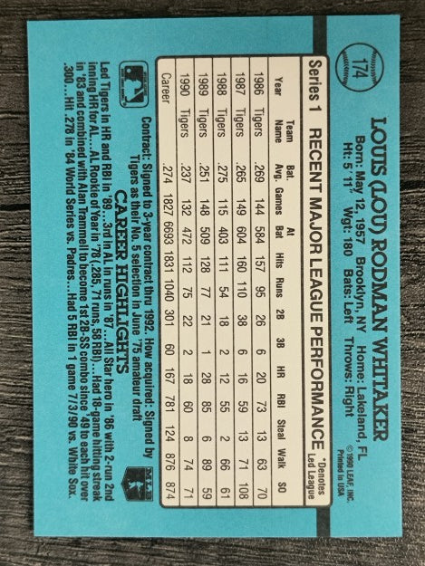 1991 Donruss #174 Lou Whitaker