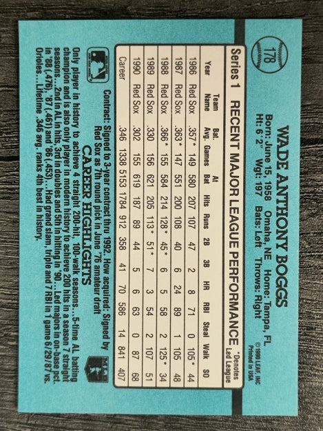 1991 Donruss #178 Wade Boggs