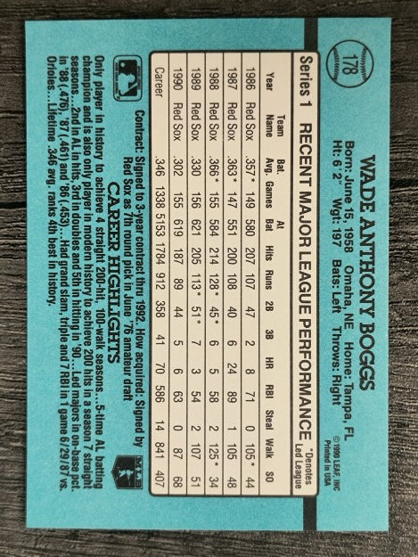 1991 Donruss #178 Wade Boggs