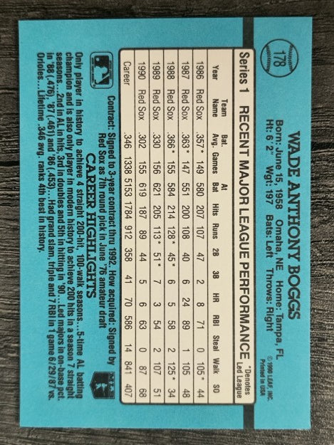 1991 Donruss #178 Wade Boggs