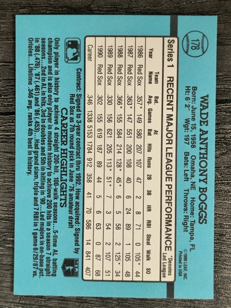 1991 Donruss #178 Wade Boggs