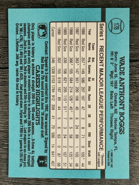 1991 Donruss #178 Wade Boggs
