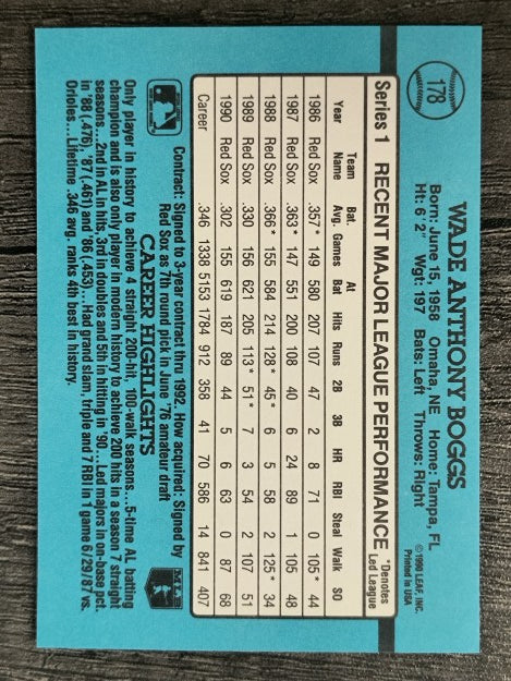 1991 Donruss #178 Wade Boggs