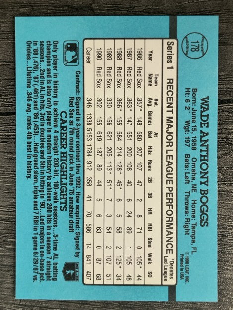 1991 Donruss #178 Wade Boggs