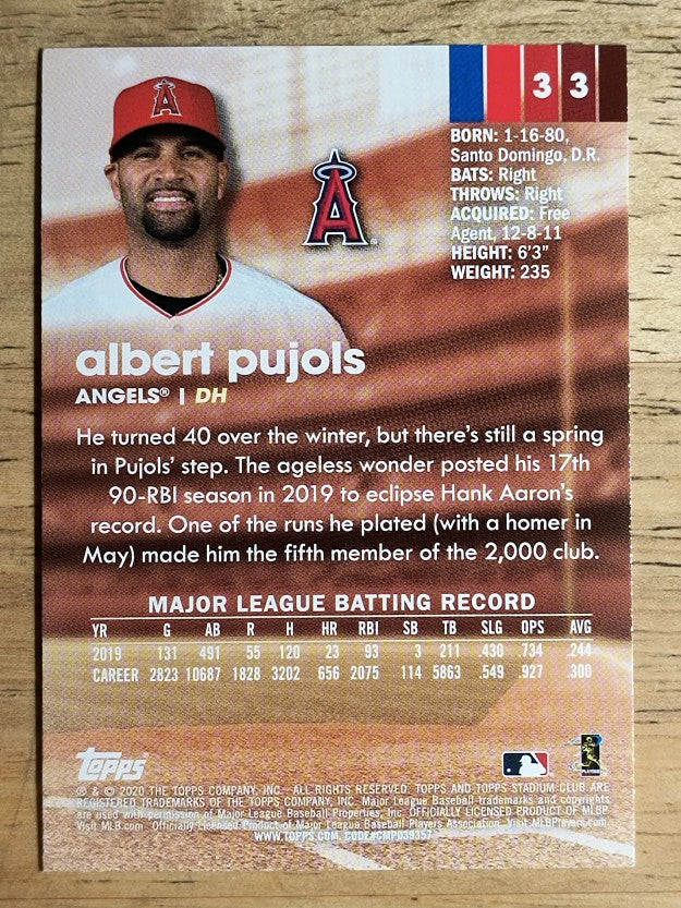 2020 Stadium Club #33 Albert Pujols