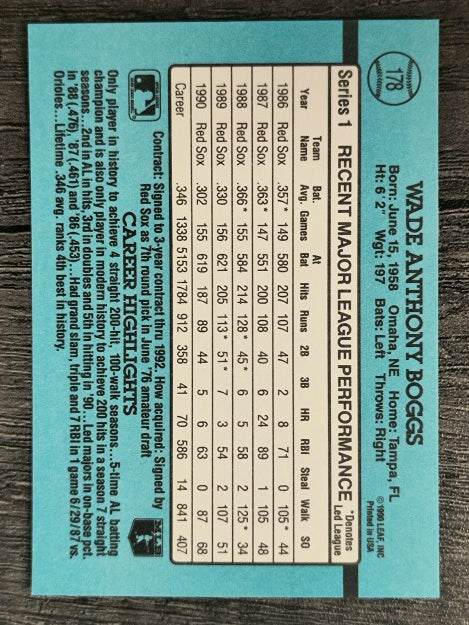 1991 Donruss #178 Wade Boggs