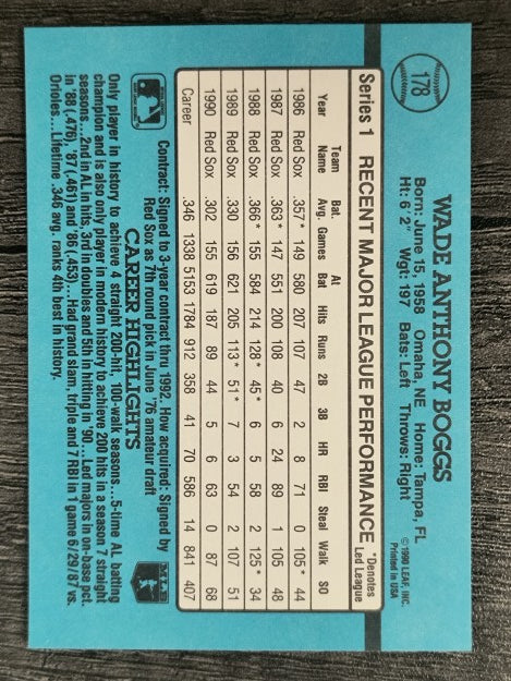 1991 Donruss #178 Wade Boggs