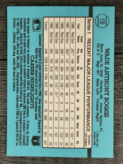 1991 Donruss #178 Wade Boggs