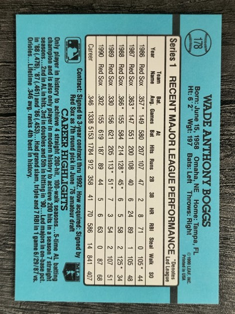 1991 Donruss #178 Wade Boggs