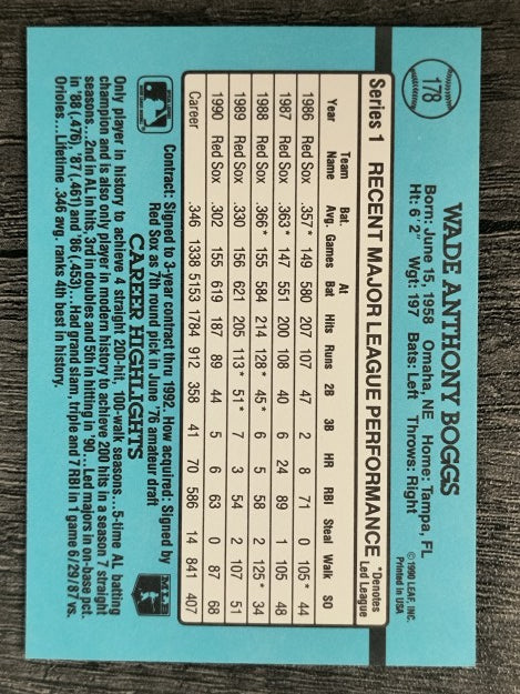 1991 Donruss #178 Wade Boggs