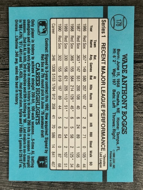 1991 Donruss #178 Wade Boggs