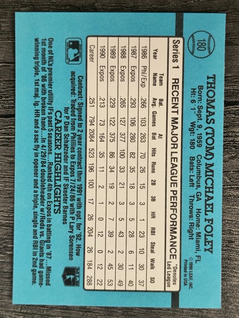 1991 Donruss #180 Tom Foley