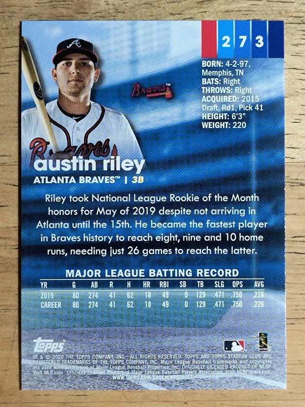 2020 Stadium Club #273 Austin Riley
