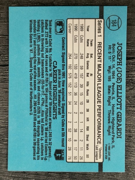 1991 Donruss #184 Joe Girardi