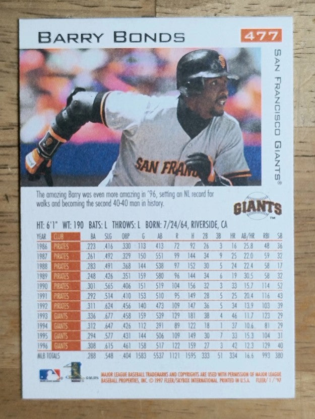 1997 Fleer #477 Barry Bonds