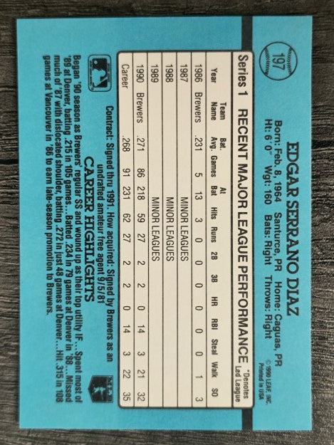 1991 Donruss #197 Edgar Diaz