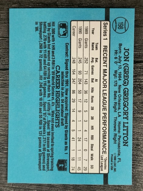 1991 Donruss #198 Greg Litton