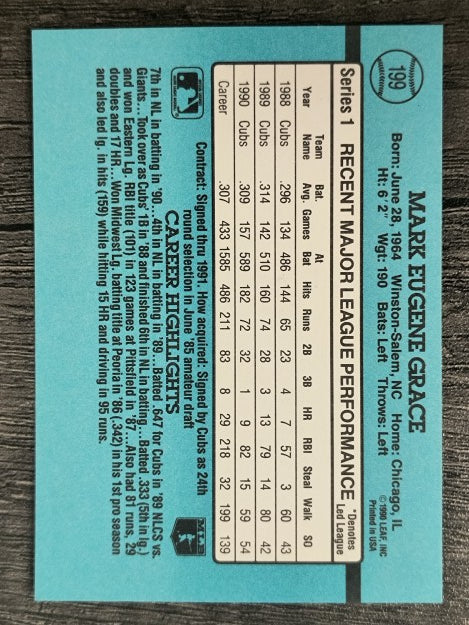 1991 Donruss #199 Mark Grace