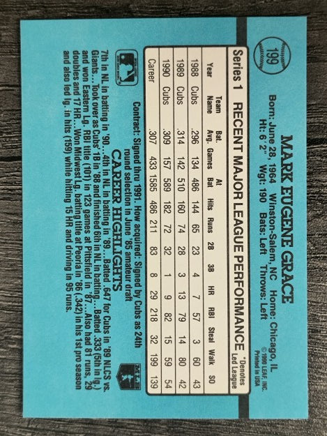 1991 Donruss #199 Mark Grace
