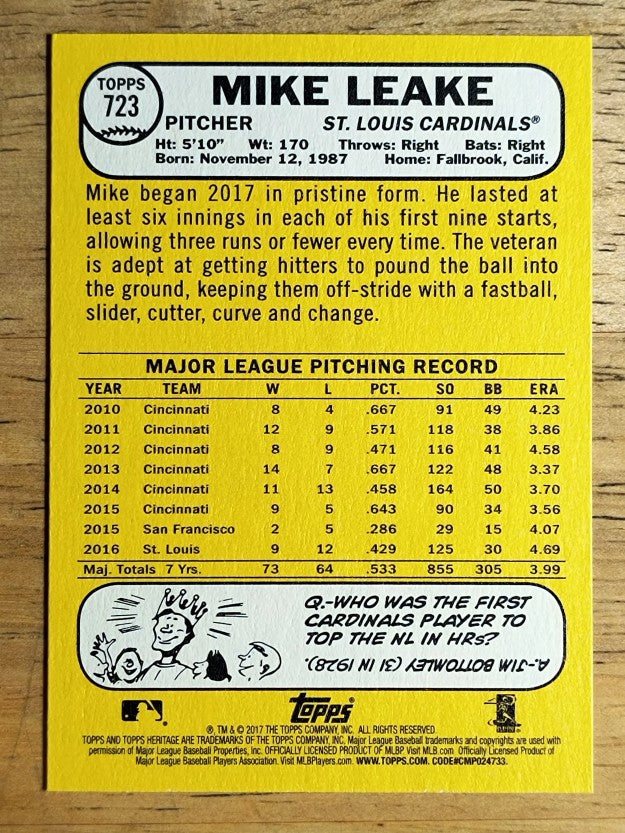 2017 Topps Heritage #723A Mike Leake SP