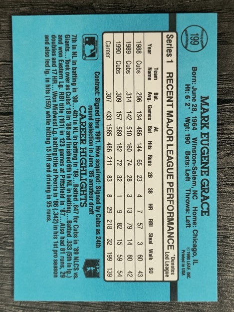 1991 Donruss #199 Mark Grace