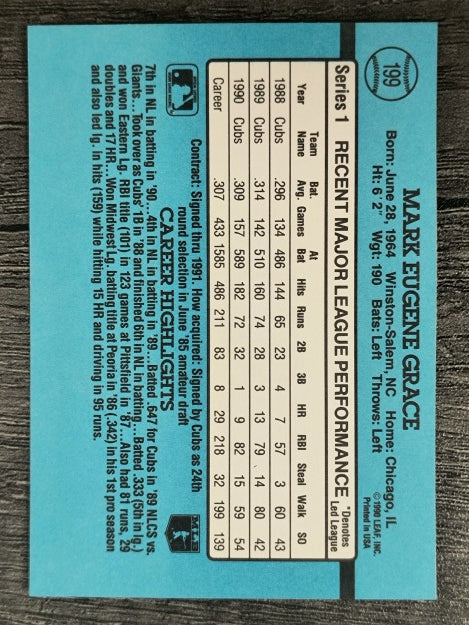 1991 Donruss #199 Mark Grace