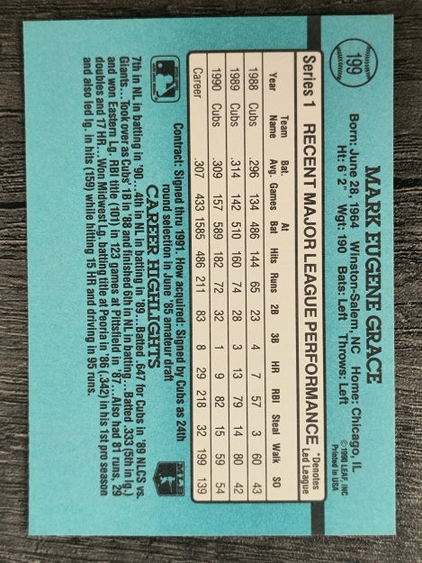 1991 Donruss #199 Mark Grace