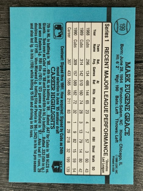 1991 Donruss #199 Mark Grace