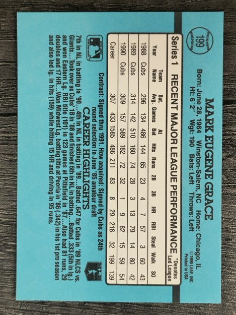 1991 Donruss #199 Mark Grace