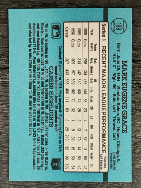 1991 Donruss #199 Mark Grace