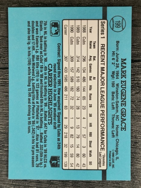 1991 Donruss #199 Mark Grace