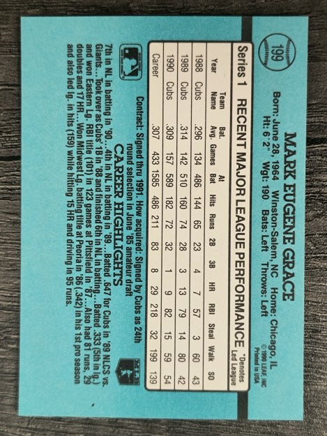 1991 Donruss #199 Mark Grace