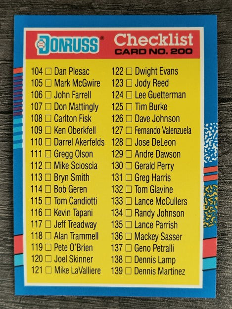 1991 Donruss #200 Checklist 104-179
