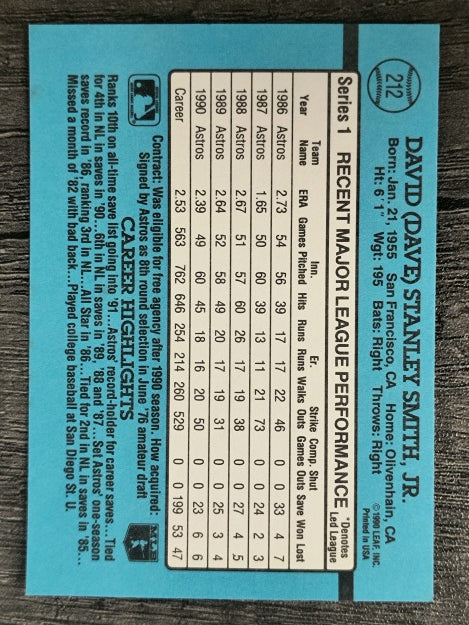 1991 Donruss #212 Dave Smith