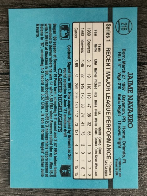 1991 Donruss #216 Jaime Navarro