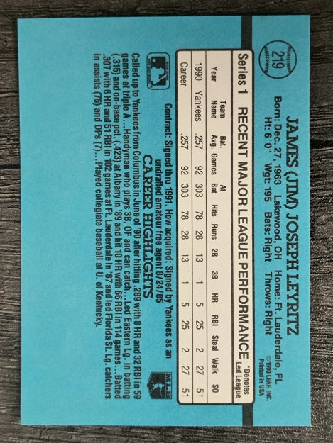 1991 Donruss #219 Jim Leyritz