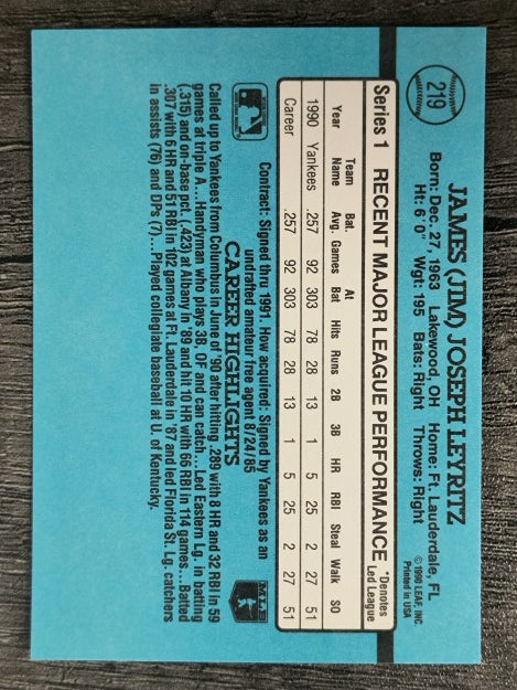 1991 Donruss #219 Jim Leyritz