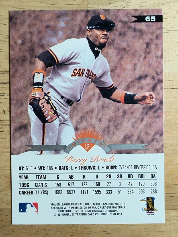 1997 Leaf #65 Barry Bonds