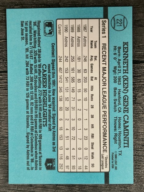 1991 Donruss #221 Ken Caminiti